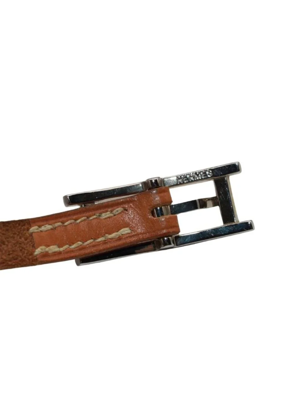 Hermes Bracelet Hapi 3 Leather Brown Silver Belt Type Simple